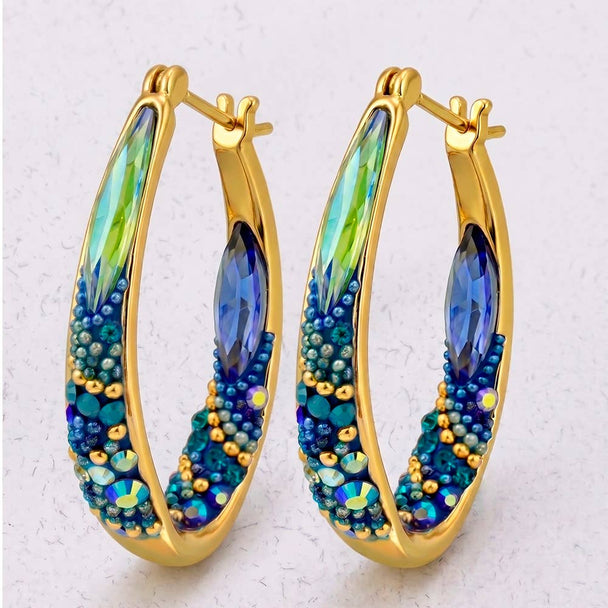 Gold Plate Crystal Hoops