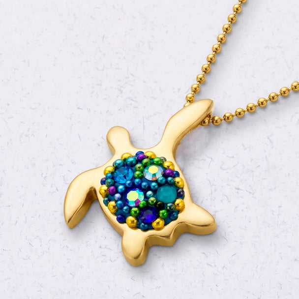 Golden Breeze Gold Plated Waving Turtle Necklace