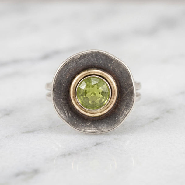 Nested Dish Peridot Ring