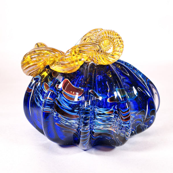 Blue and Burgundy Glass Pumpkin