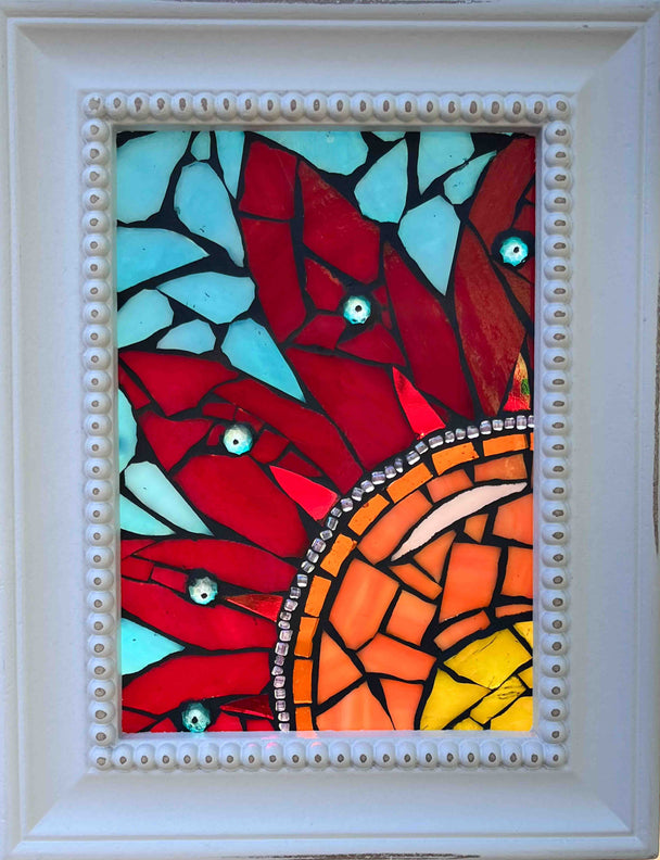 Red Petals Mosaic Window
