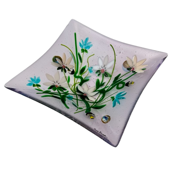 Elegant Garden Fused Glass Bowl