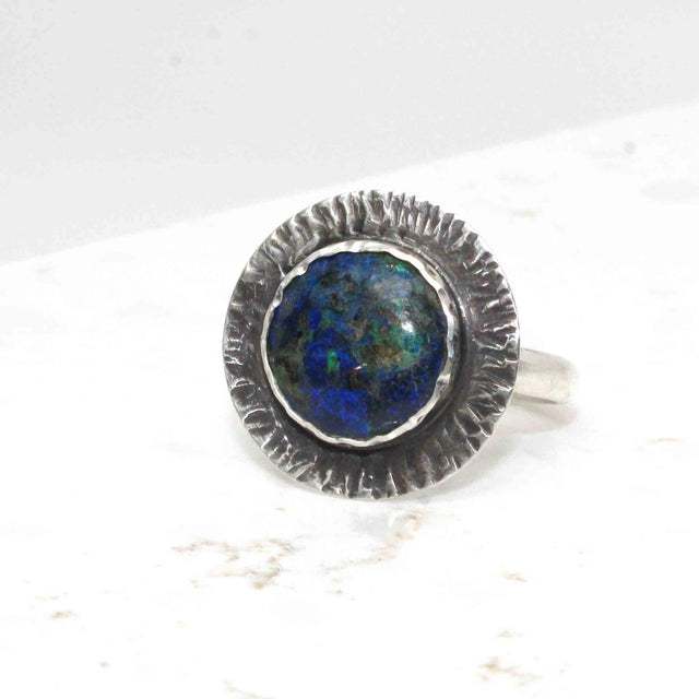 Azurite and Malachite Patina Ring