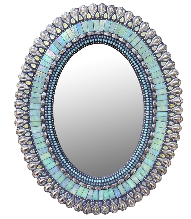 Seafoam Drop Oval Mirror