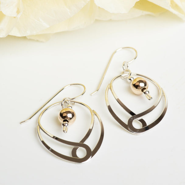Sterling Silver Drop Earring With Gold Ball Accent