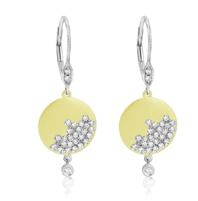 Gold Scattered Diamond Disk Earrings