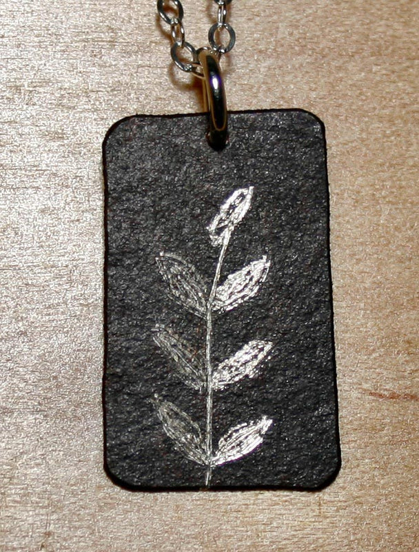 Fern Etch Oxidized Necklace