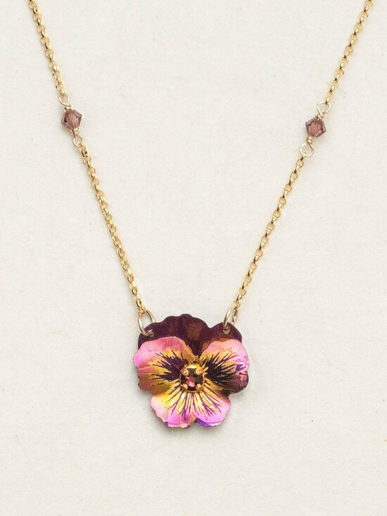 Burgandy Garden Pansy Pendant Necklace