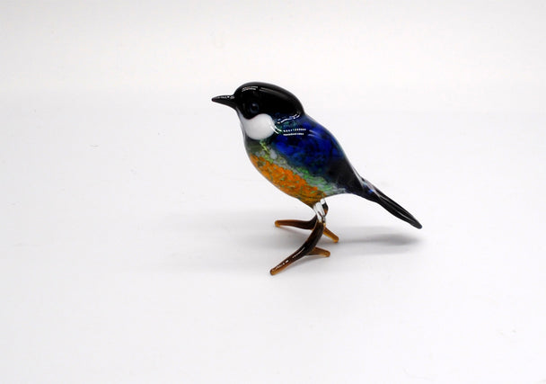 Dark Blue Chickadee Glass Sculpture