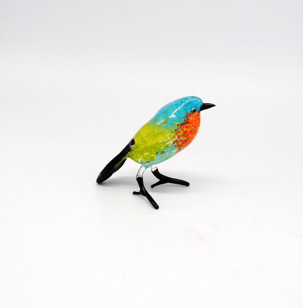 Light Blue Chickadee Glass Sculpture