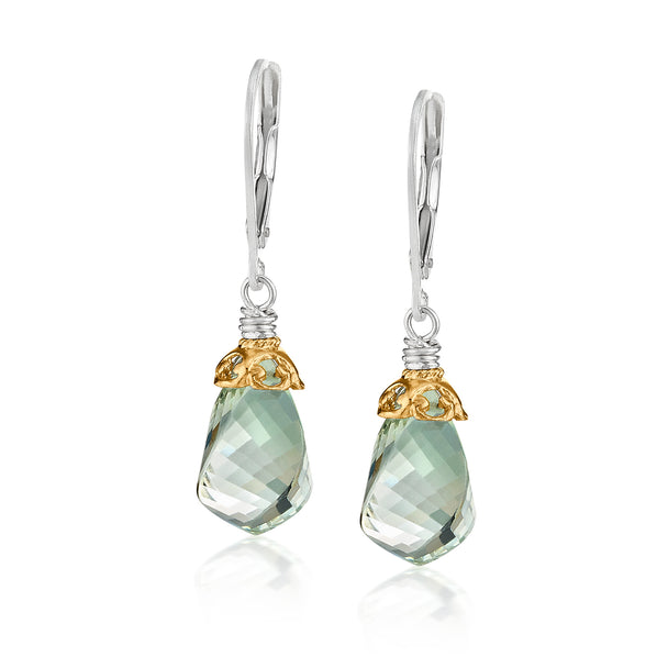Green Amethyst Vermeil Earrings