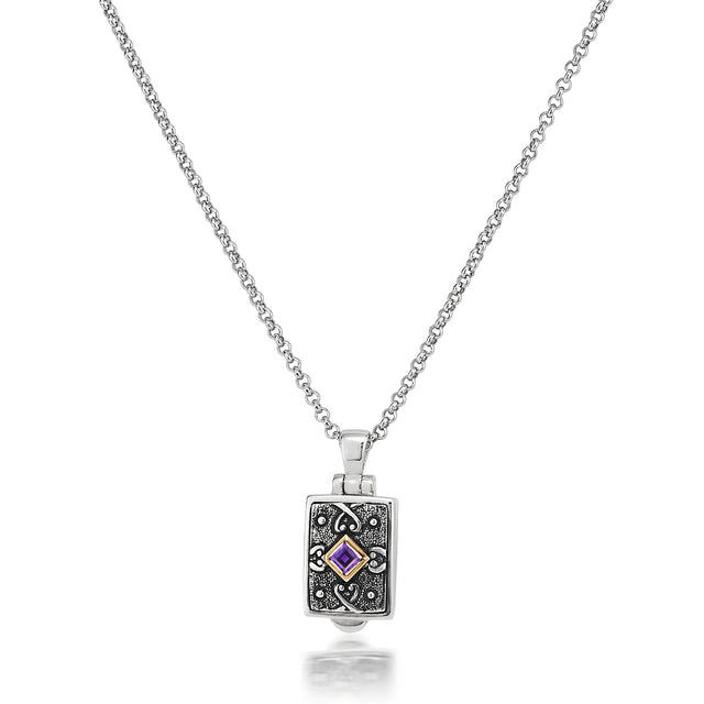 Petite Amethyst Rectangular Locket