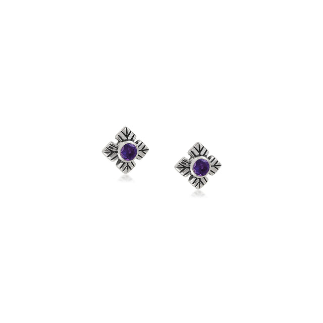Lavender Amethyst Flower Studs