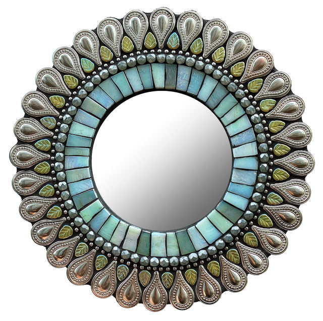 Seafoam Drop Circular Mirror