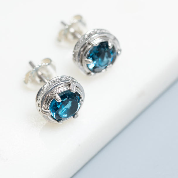 London Blue Topaz Doublet Post Earring