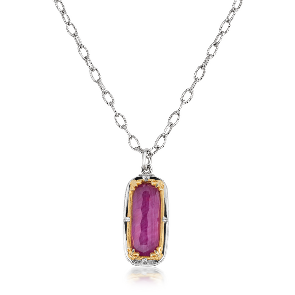 Ruby Doublet Vermeil Pendant Necklace