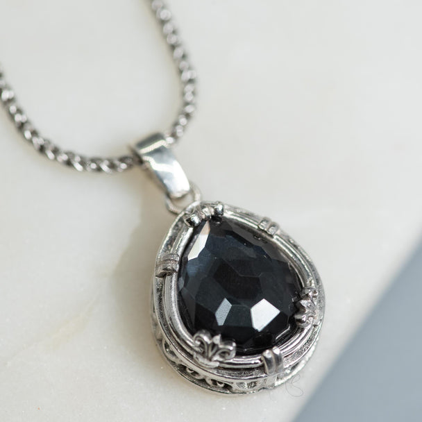 Hematite Teardrop Doublet Necklace
