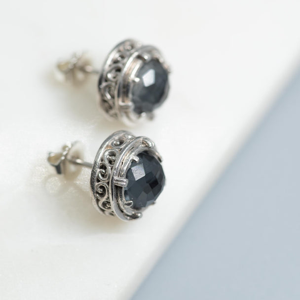 Hematite Doublet Post Earring