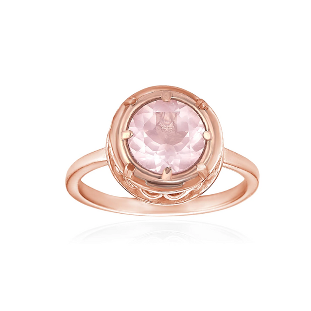 Round Faceted Rose Quartz Ring