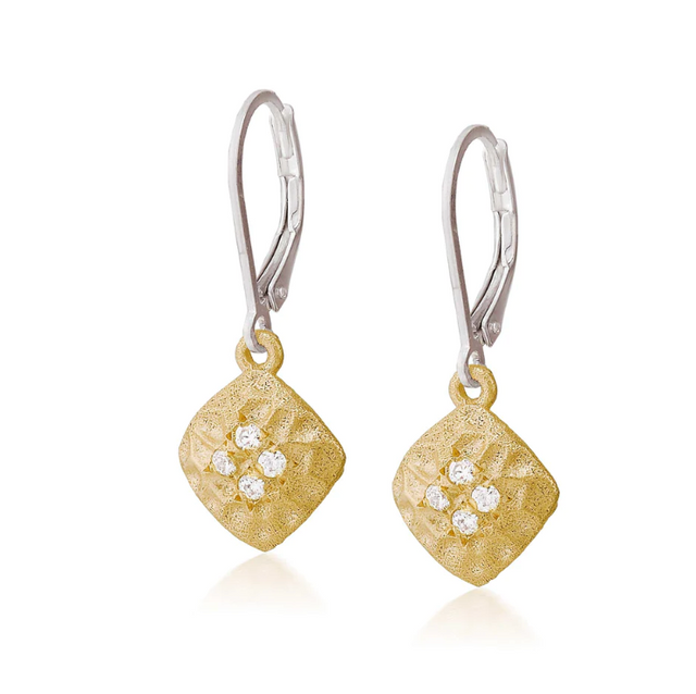 Diamond Shaped White Sapphire Earrings