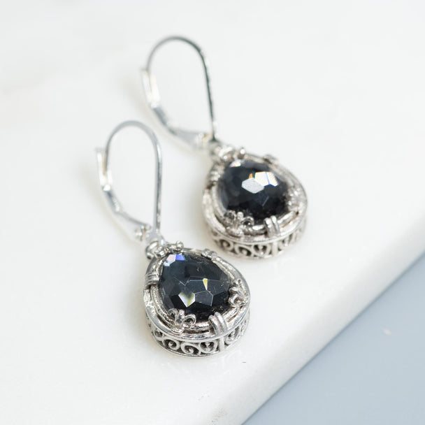Hematite Teardrop Doublet Earring