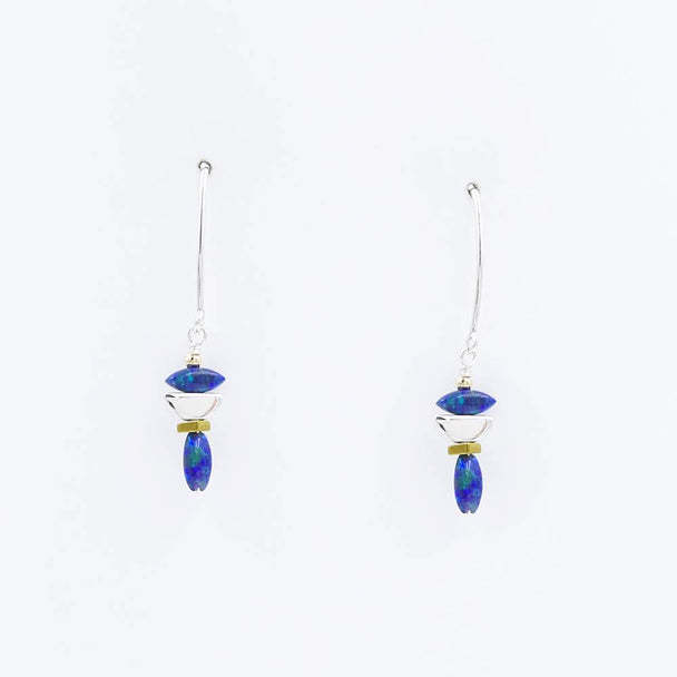 Blue Apatite and Blue Opal Earrings by Arlee Kasselman, Plum Bottom Gallery Online Exclusive