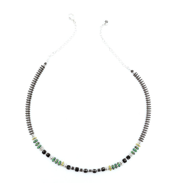 Black Spinel and Opal Necklace