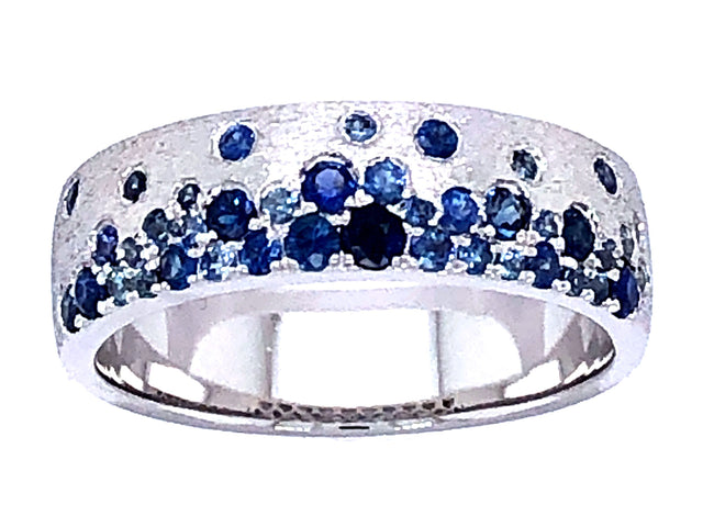 Blue Sapphire Flush Set Ring