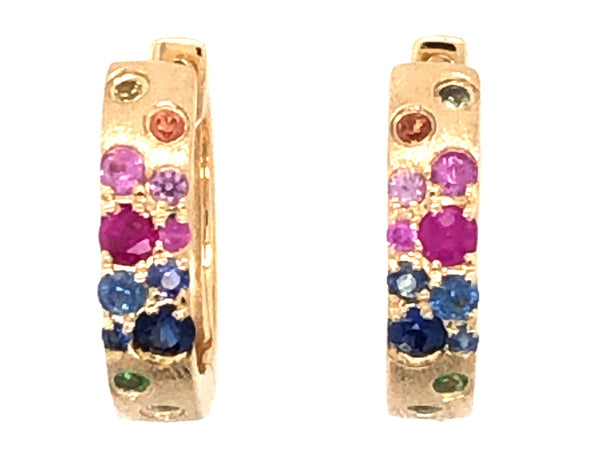 Rainbow Sapphire Huggy Earrings