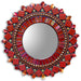 Large Brick Red Sun Mosaic Mirror 30