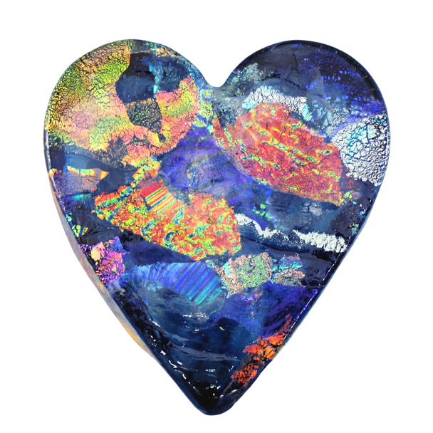 Heart Paperweight Aqua Dichro