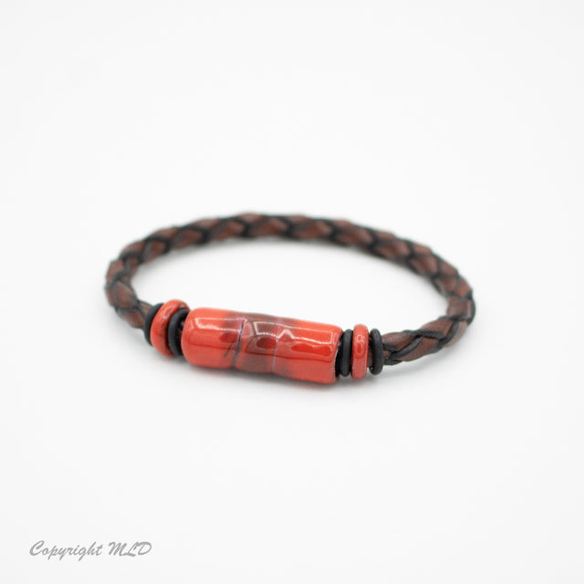 Garnet Leather Bracelet