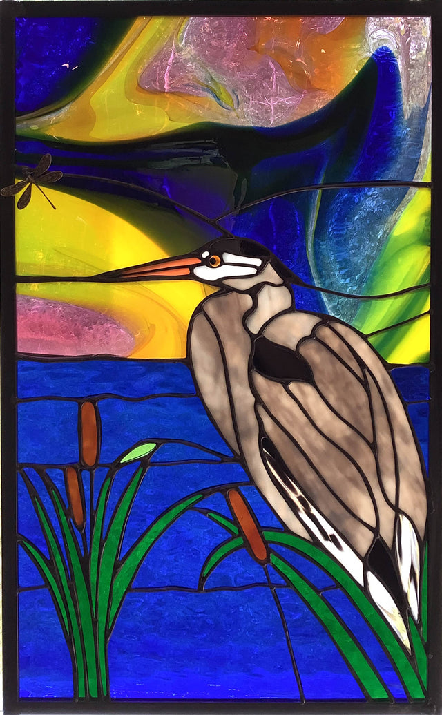 Beautiful Heron Stained Glass Window