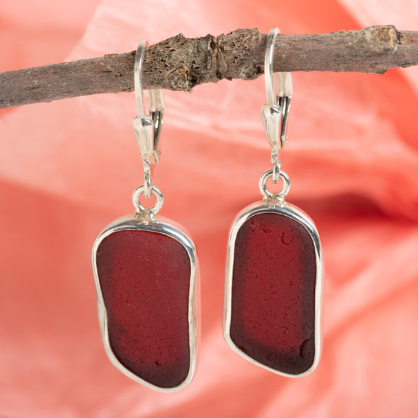 Lever Back Earrings: Red