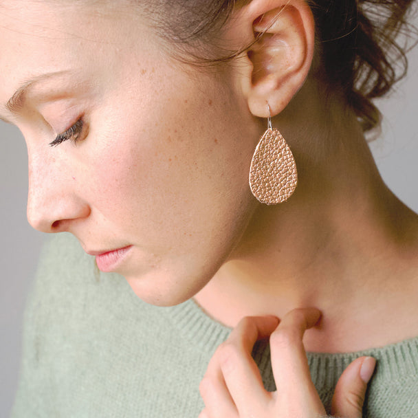 Copper Leather Drop Earring