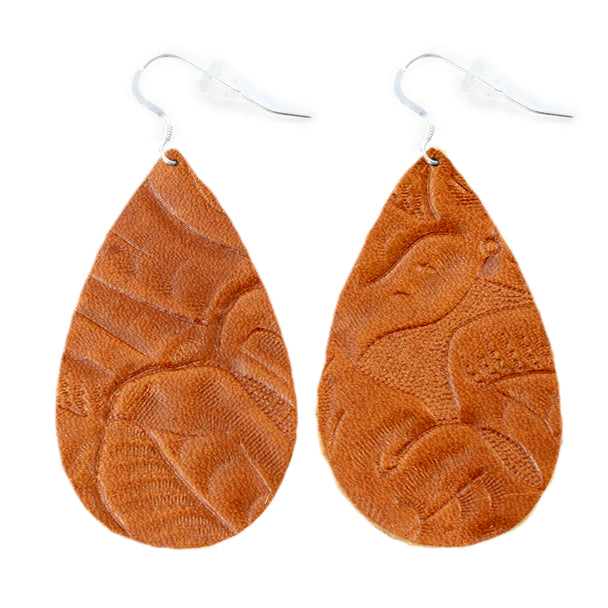 Tan Leather Drop Earrings