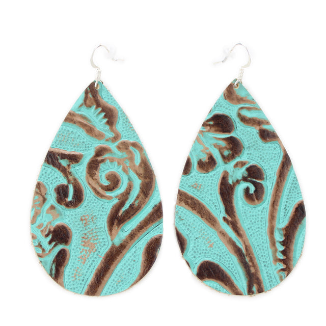 Turquoise Leather Drop Earring