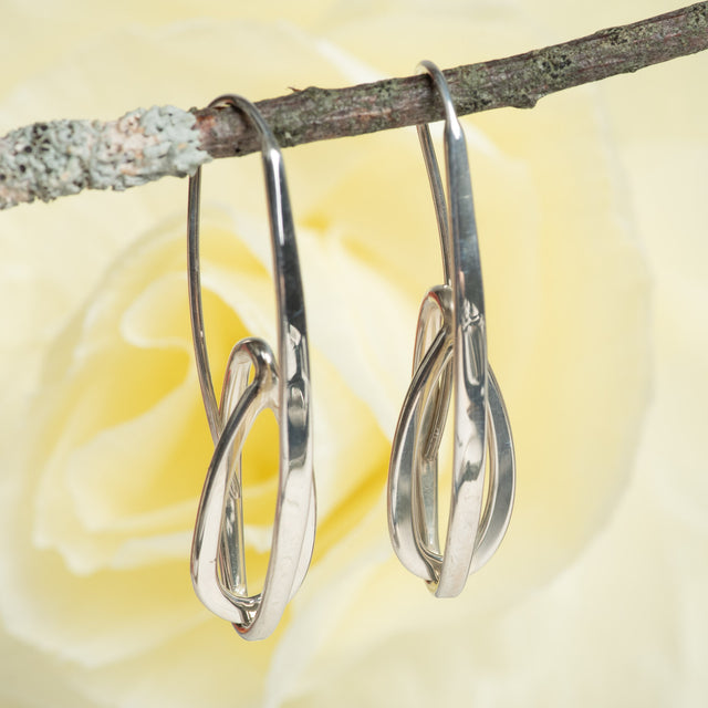 Long Opposing Ovals Drop Earrings