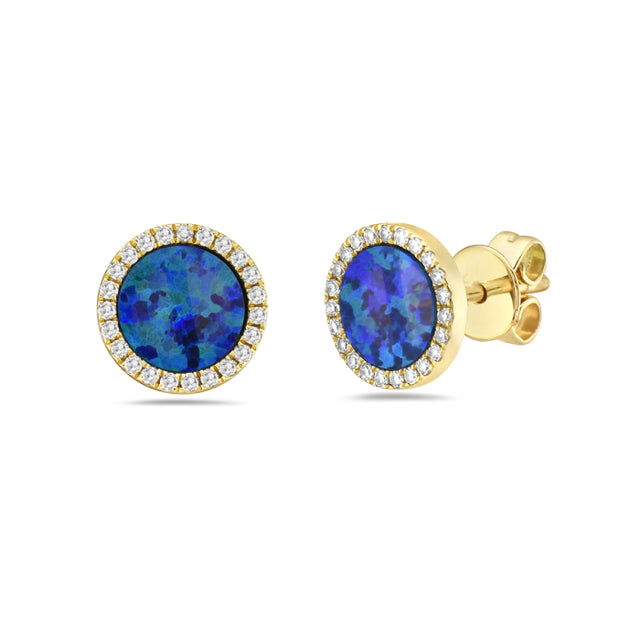 Opal and Diamond Circle Earrings