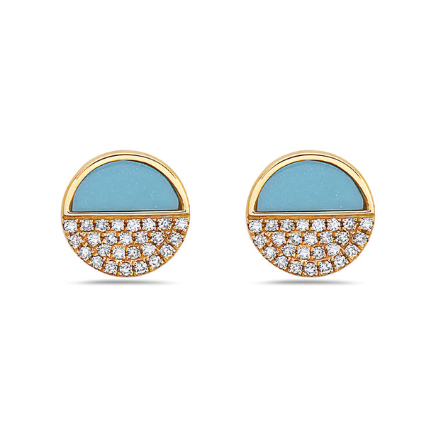 Turquoise and Diamond Studs