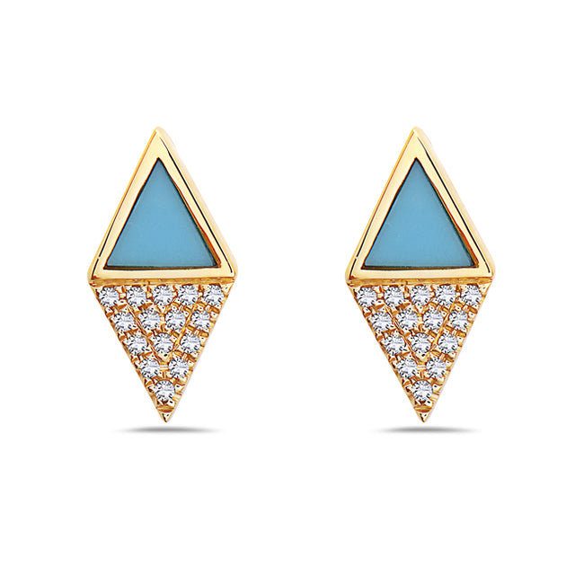 Turquoise and Diamond Studs