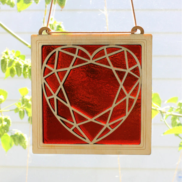 Faceted Heart Suncatcher Honey