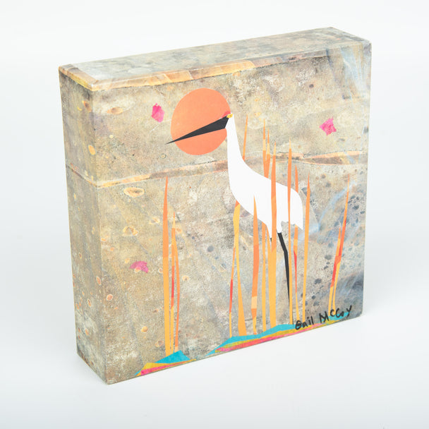 Finding Refuge, Gail McCoy, paper collage, national geographic magazine, Plum Bottom Gallery