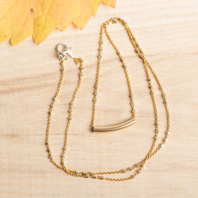 Small Gold Fill Simple Curve Necklace 20''