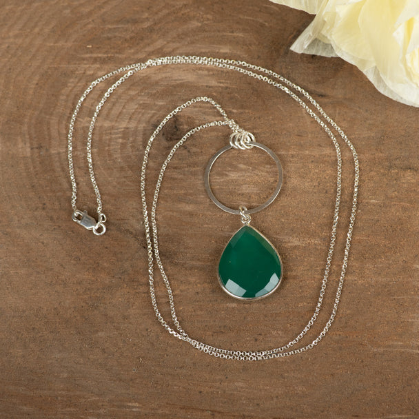 Green Onyx Open Circle Necklace, Hannah Wong
