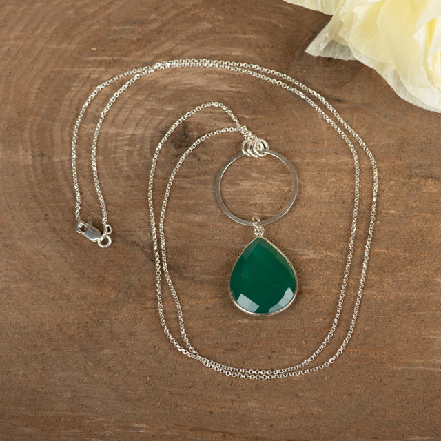 Green Onyx Open Circle Necklace