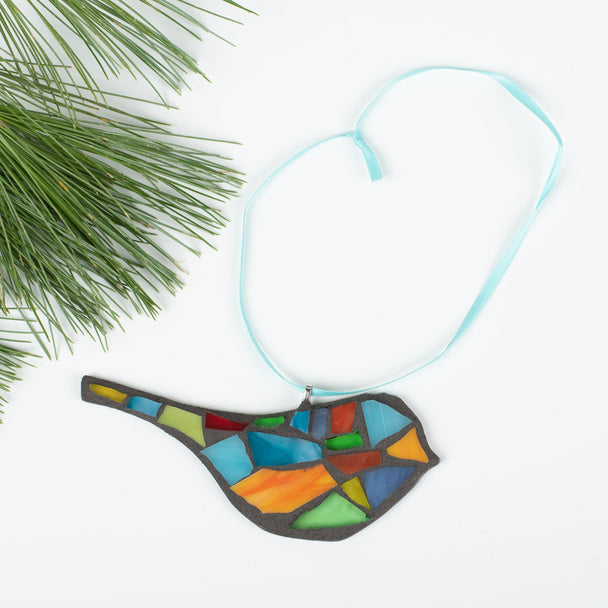 Rainbow Bird Ornament, Kellie Hanson, Glass Mosaic