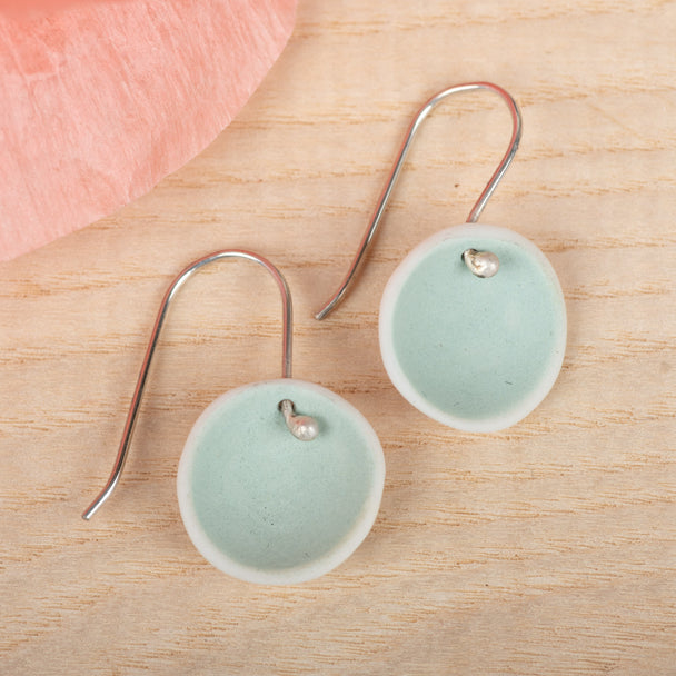 Single Pod Mint Earrings, porcelain, Lynn Latta, Plum Bottom Gallery