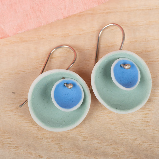 Double Pod Mint & Cobalt Earrings