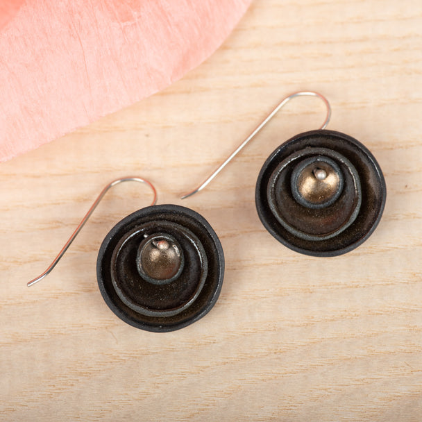 Triple Nest Gold Earrings, porcelain, Lynn Latta, Plum Bottom Gallery